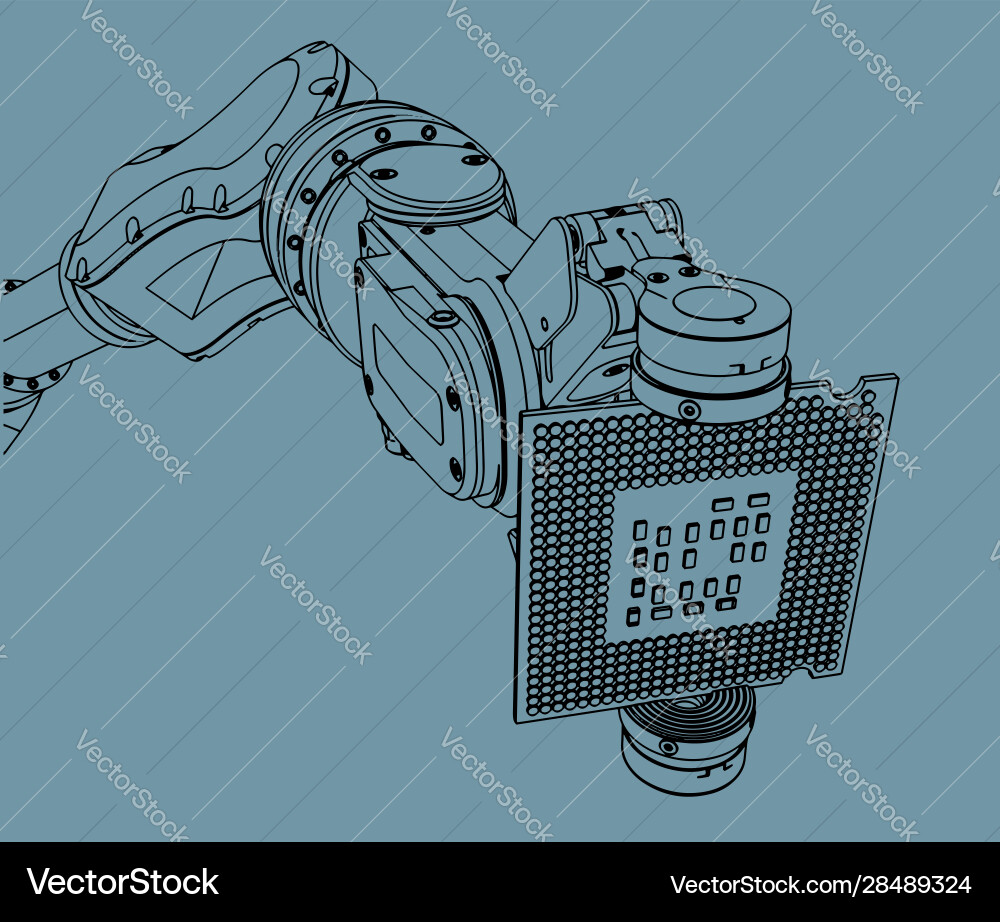Industrial robot and microelectronics Industrial robot and microelectronics vector image
