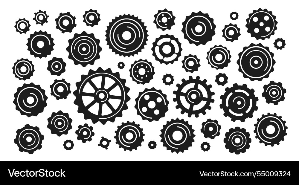 Mechanical gears and cogwheels icon set setting Vector Image