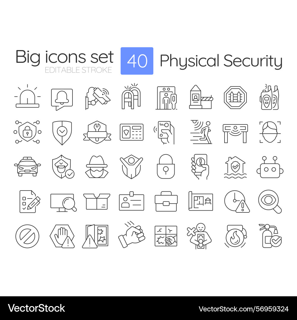 Physical security line icons set Physical security line icons set vector image