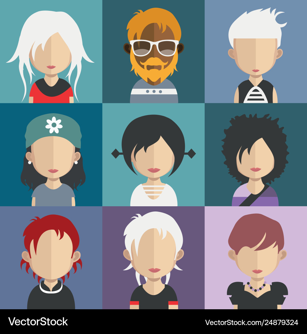 Set colorful avatars characters vector image