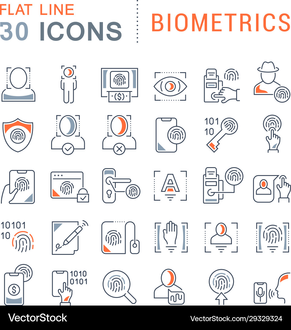 Set line icons biometrics Set line icons biometrics vector image
