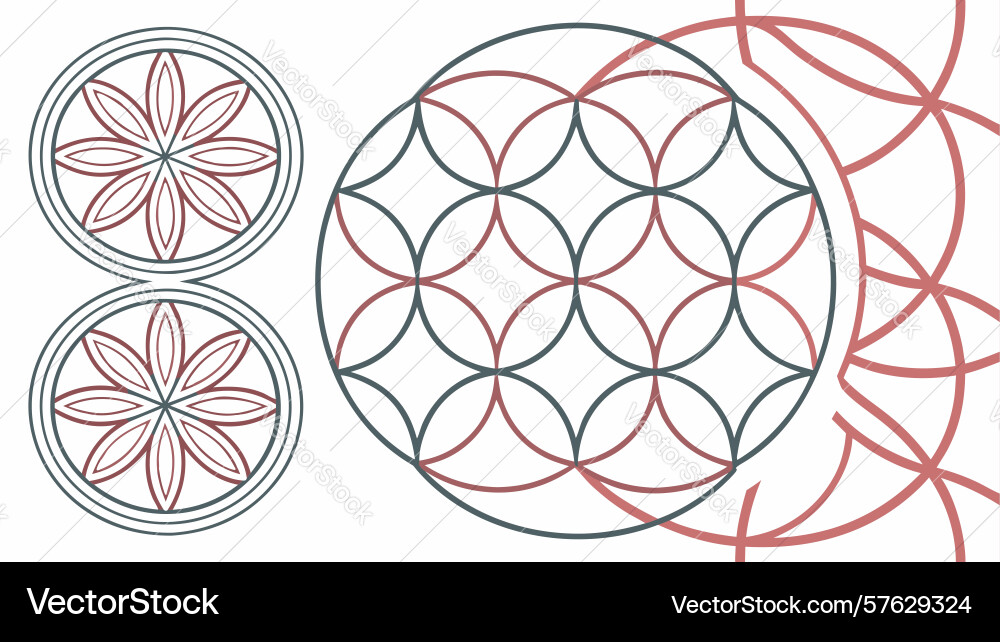 Set of circular geometric patterns - modern vector image