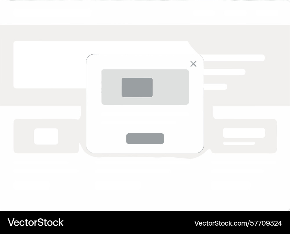 Website interface element showing a popup window Website interface element showing a popup window Vector Image