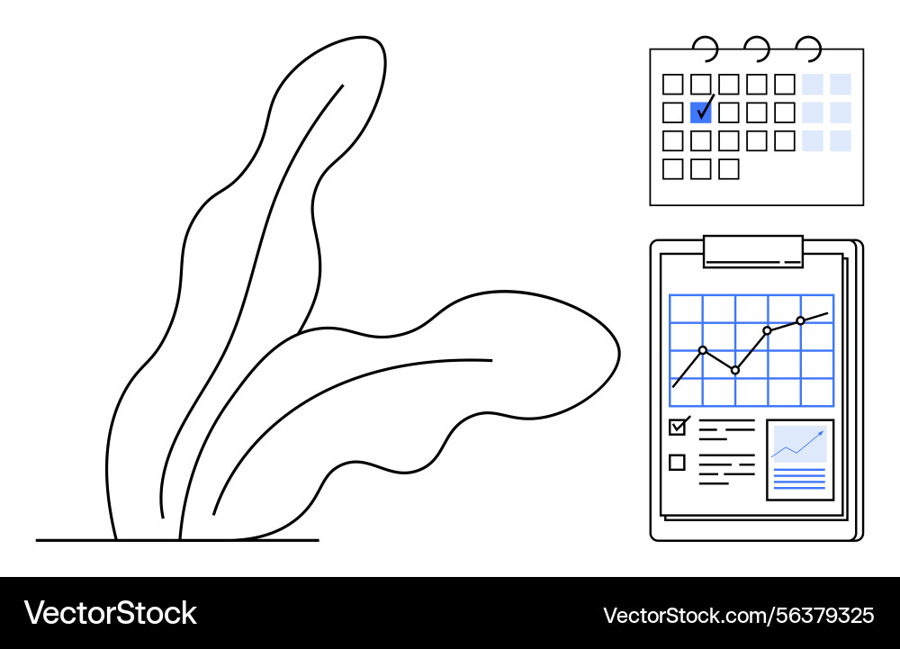Calendar with marked date and clipboard showing Calendar with marked date and clipboard showing vector image