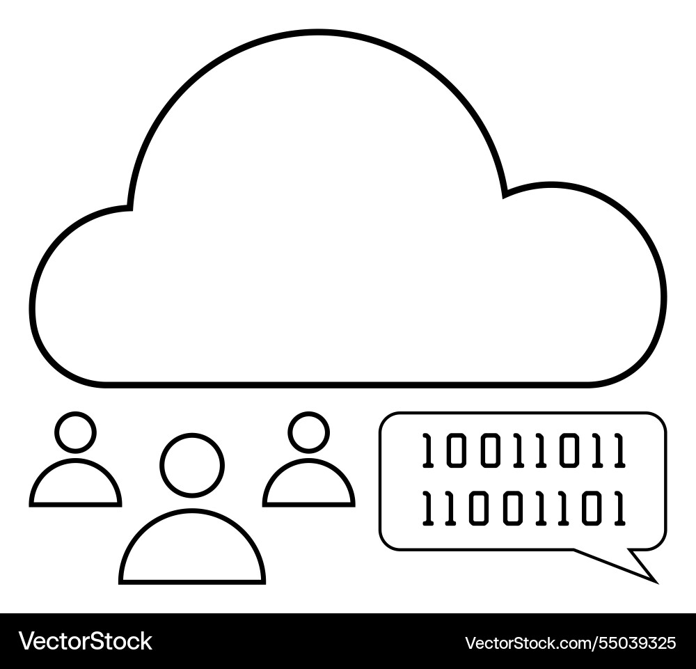Cloud computing concept with binary code and user Cloud computing concept with binary code and user vector image
