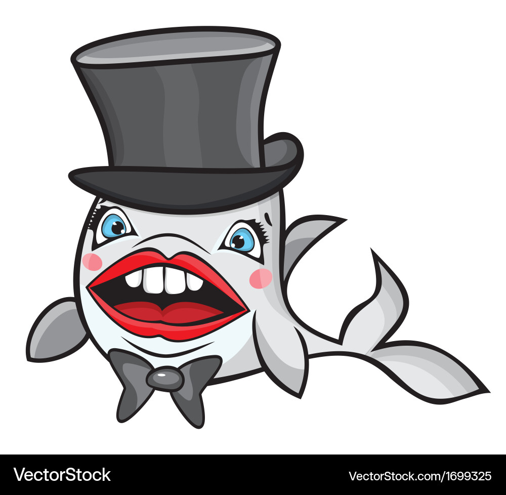 Cute cartoon fish with hat Royalty Free Vector Image