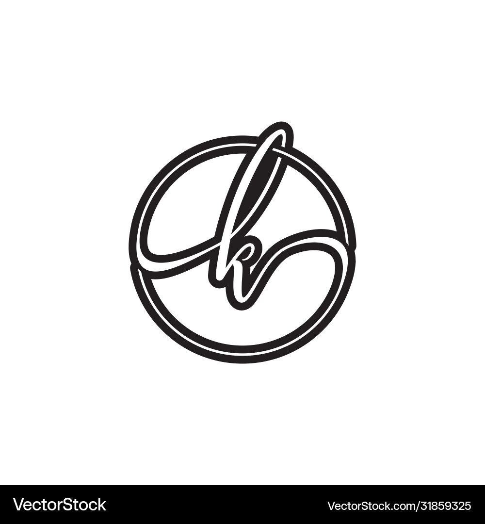 K letter script circle logo design Royalty Free Vector Image