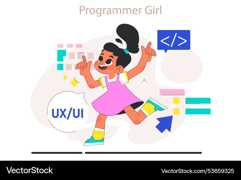 Little girl do programming computer science ai Little girl do programming computer science ai vector image