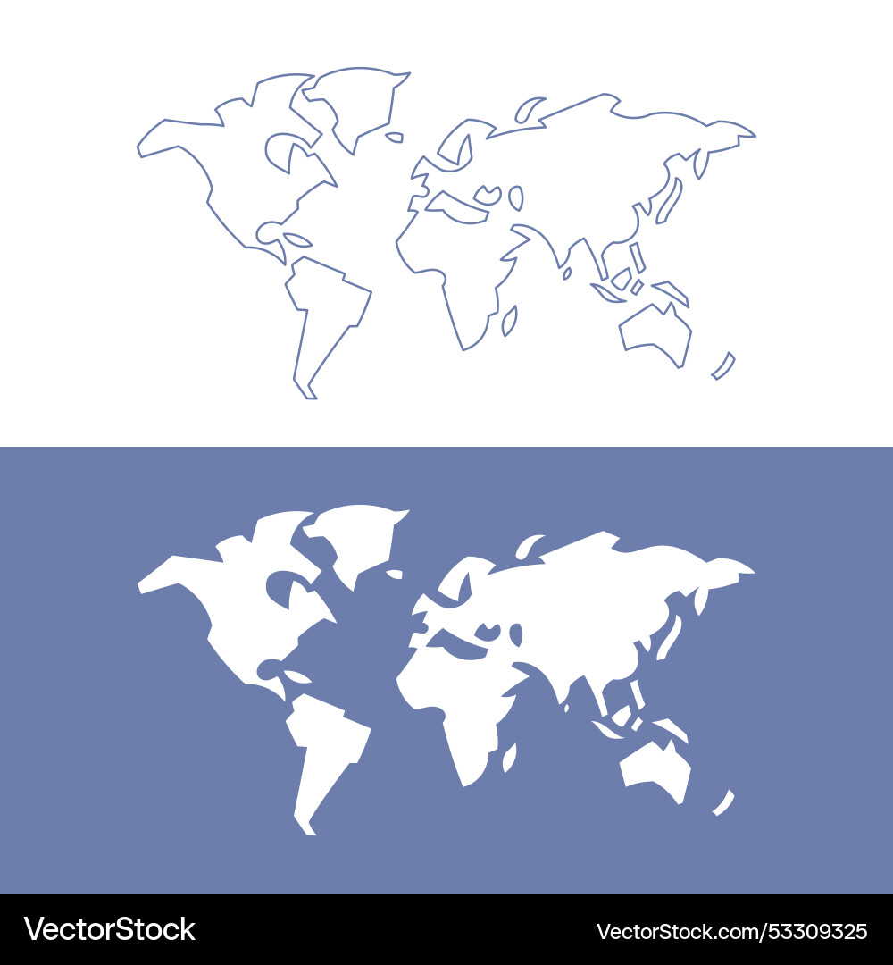 Outline map of the world in two background colors Outline map of the world in two background colors vector image