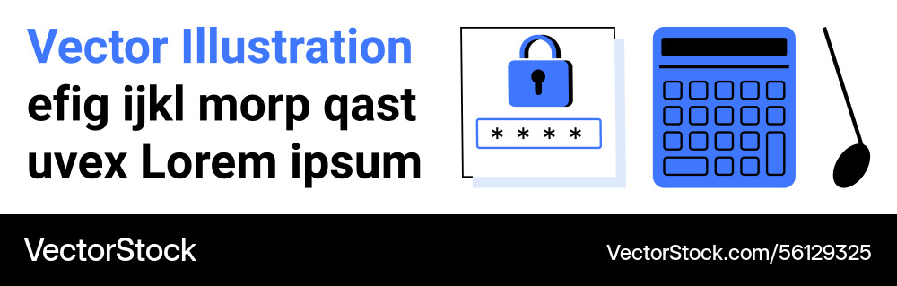 Password input with lock icon and calculator Password input with lock icon and calculator vector image