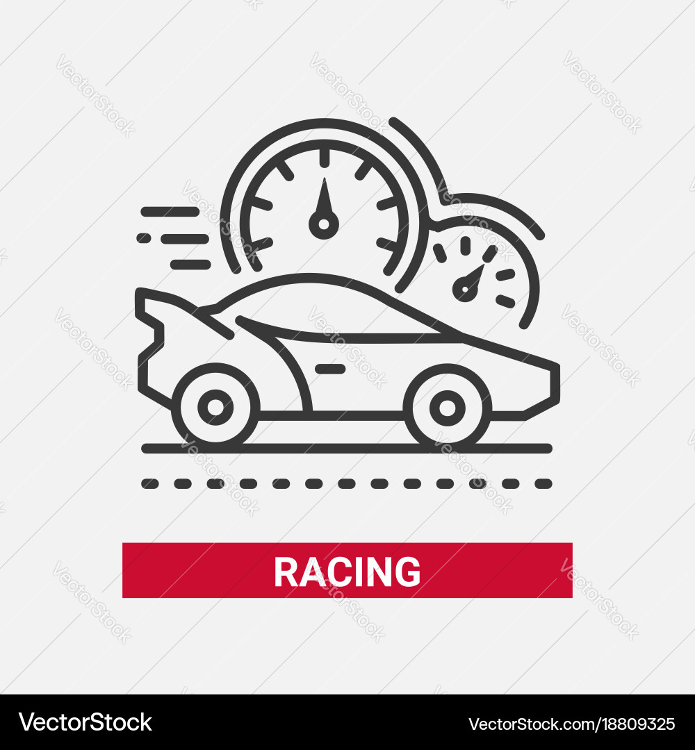 Racing game - line design single isolated icon vector image