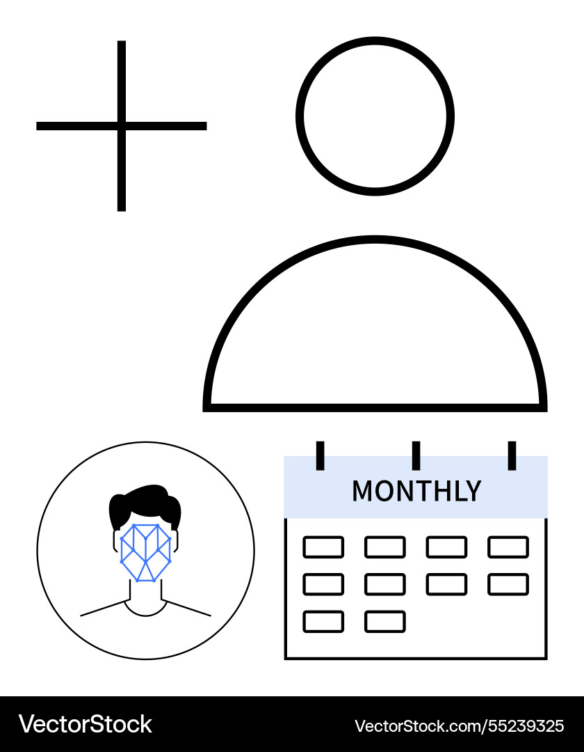 User profile creation with facial recognition User profile creation with facial recognition vector image
