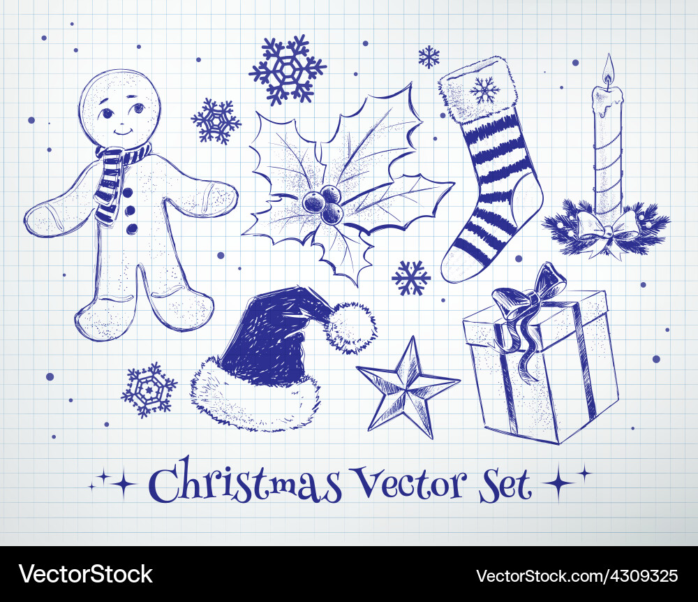 Weihnachtssketch Kollektion Vektorbild