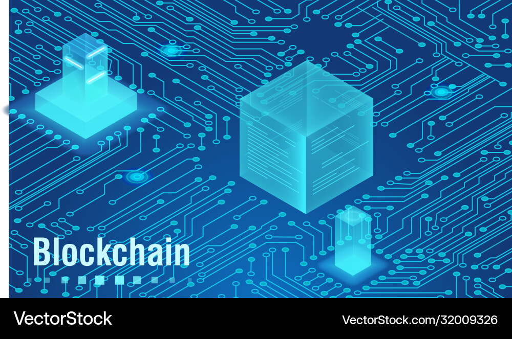 Abstract neon color blockchain isometric concept Abstract neon color blockchain isometric concept vector image