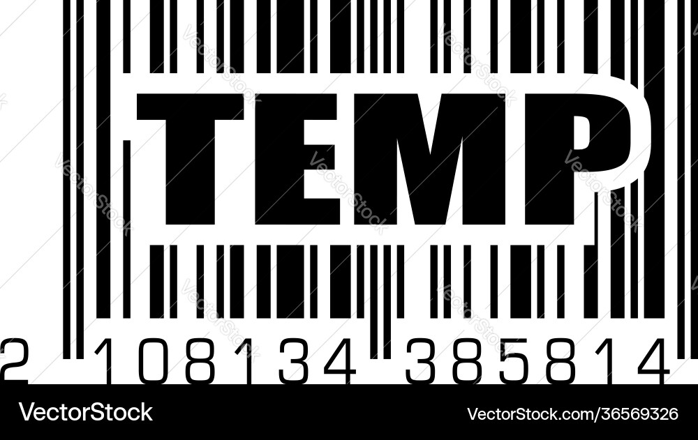 Bar code with temp temporary label Vector Image