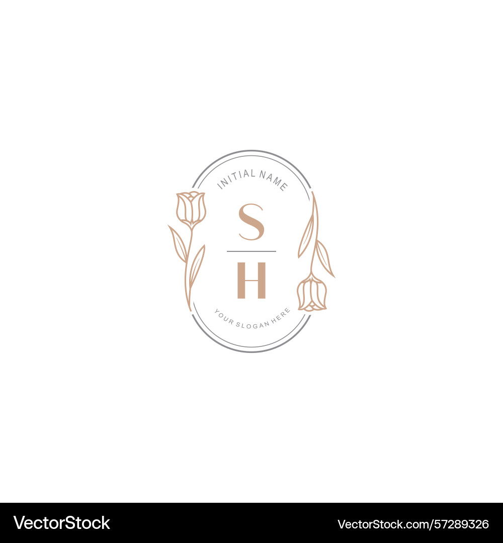 Botanical monogram logos with initial sh Vector Image