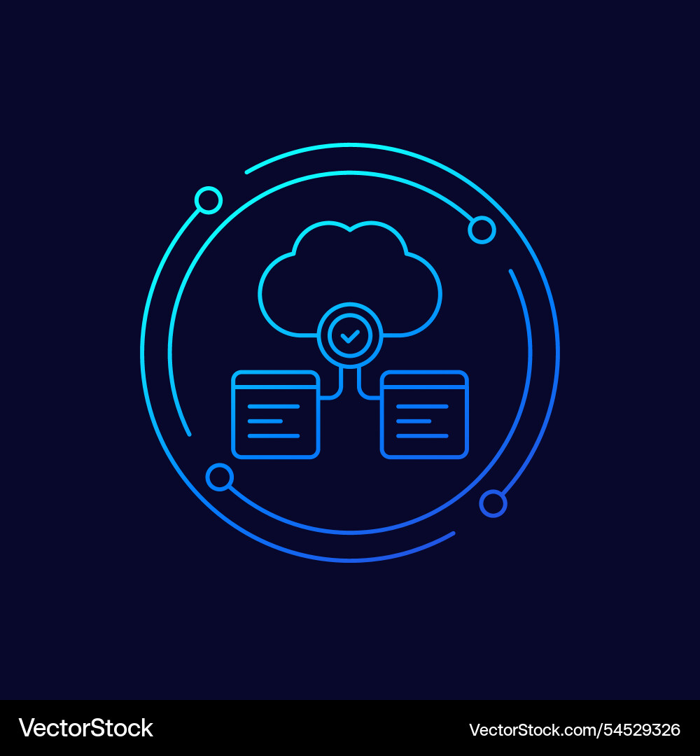 Cloud computing icon in linear design vector image