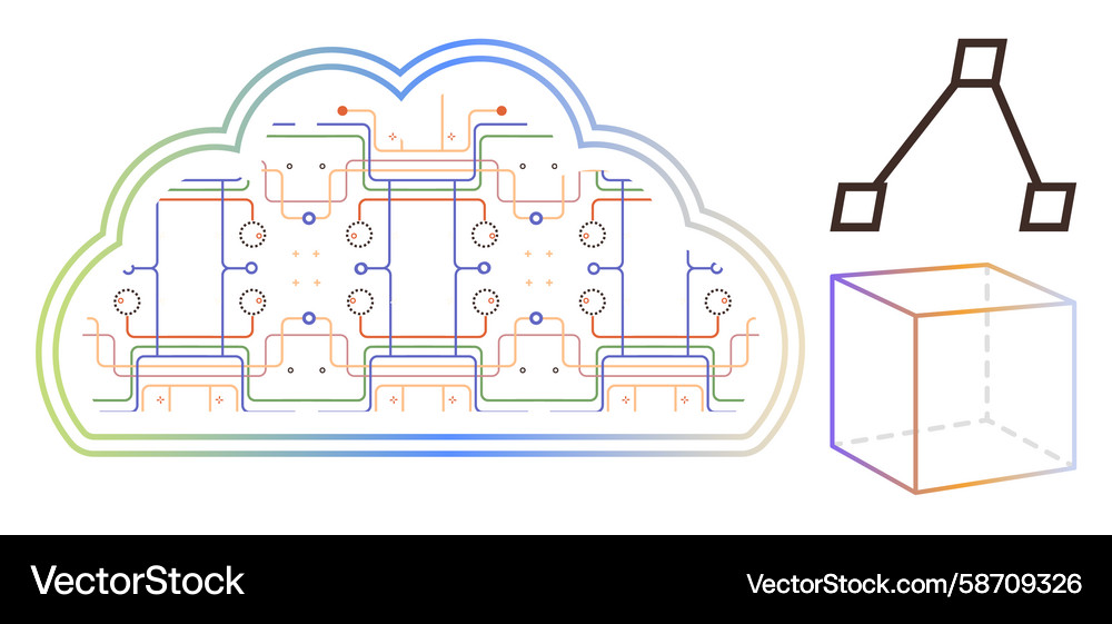 Cloud Network Diagram - Computing Vector Image