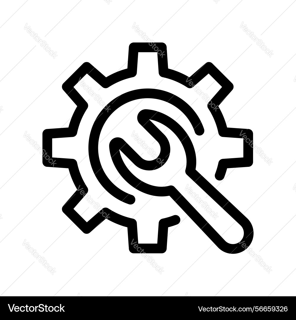 Configuration symbol featuring spanner tool atop Configuration symbol featuring spanner tool atop Vector Image
