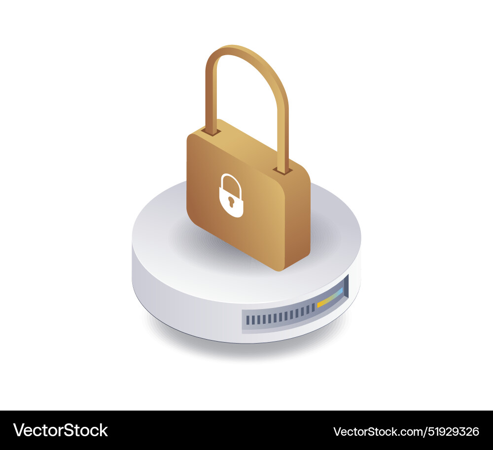 Database security lockdown isometric Database security lockdown isometric vector image