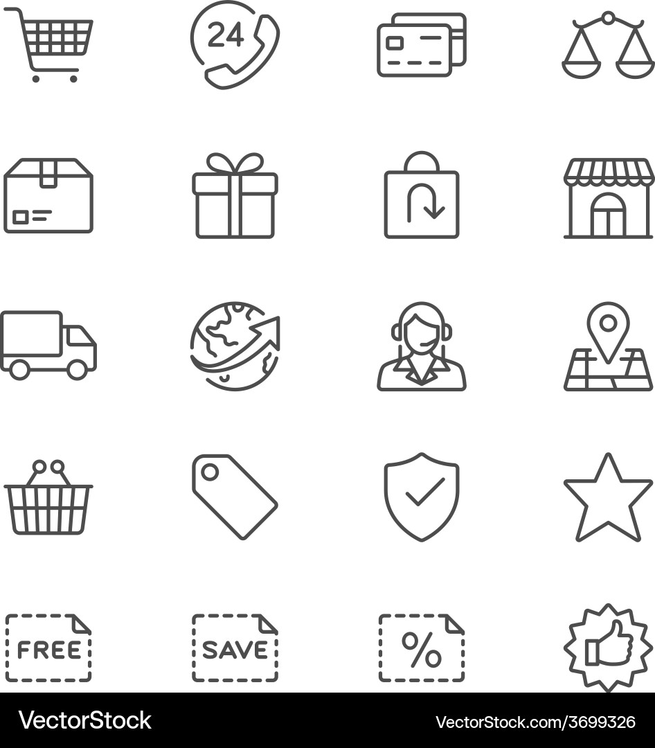 E-commerce thin icons Royalty Free Vector Image