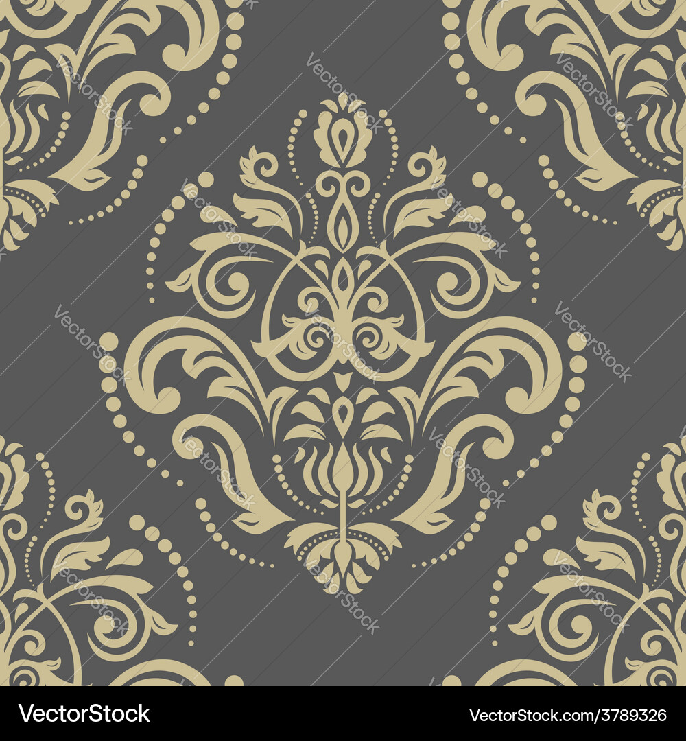 Golden Damask Pattern Vector Image