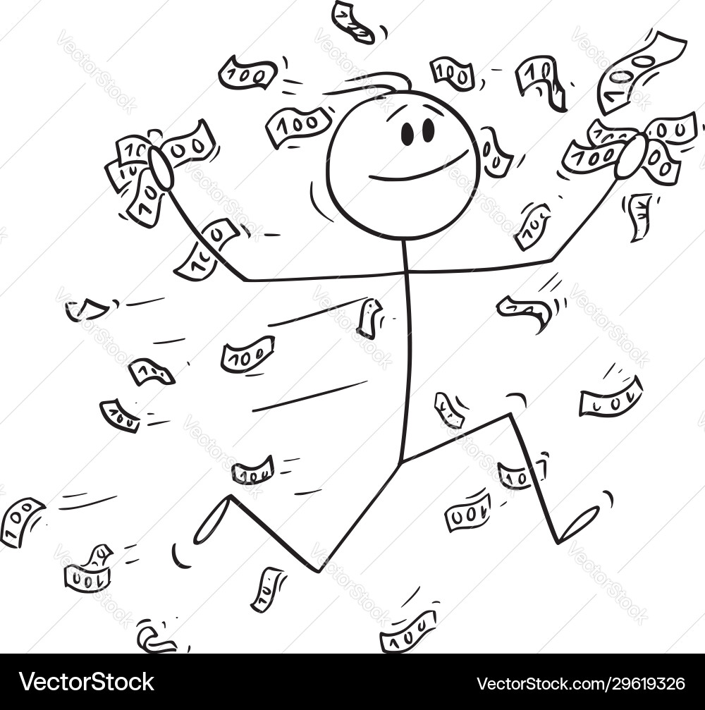 Man Running with Falling Money Vector Image