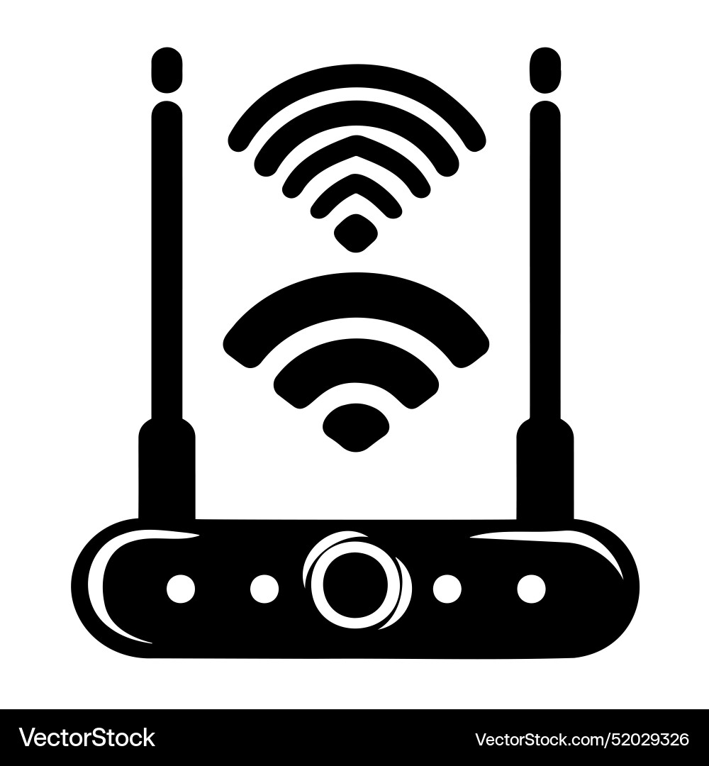 Modern wi-fi router with signal waves Vector Image