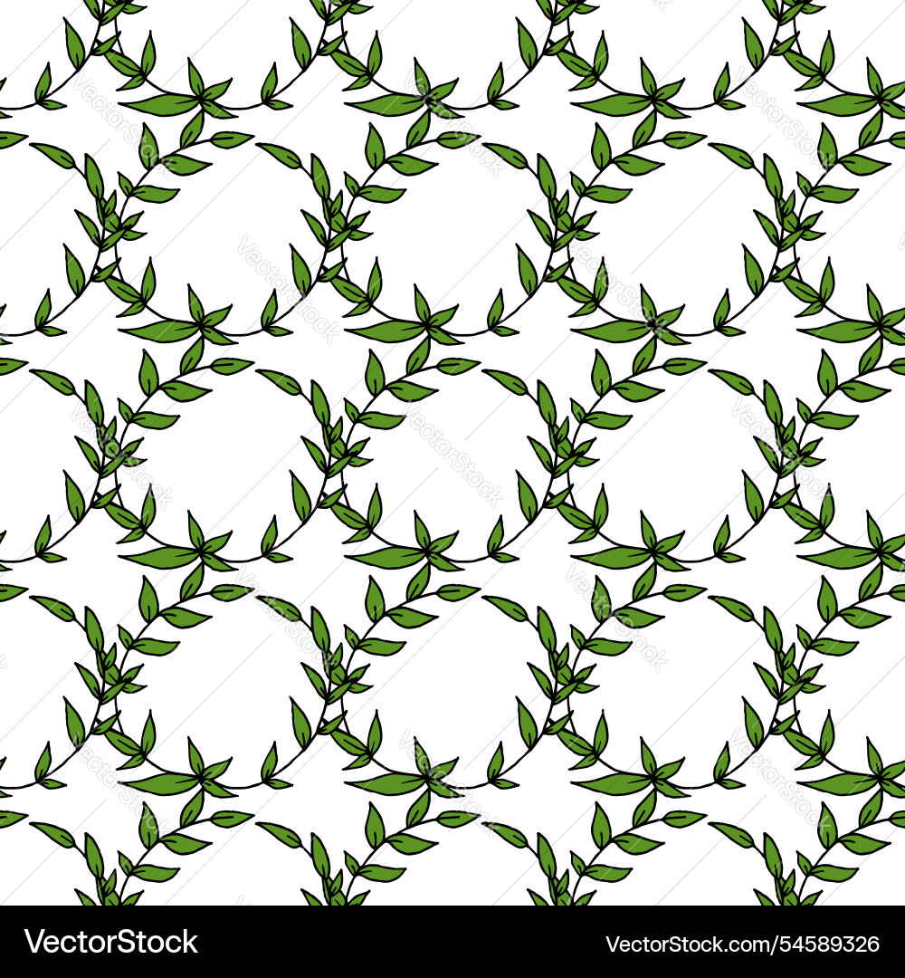 Seamless pattern with magic round frames of green Vector Image