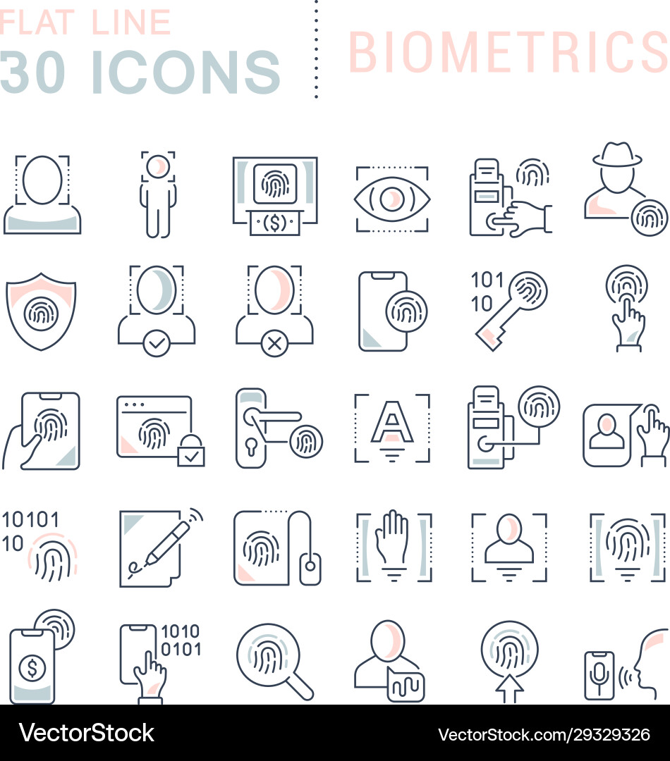 Set line icons biometrics Set line icons biometrics vector image
