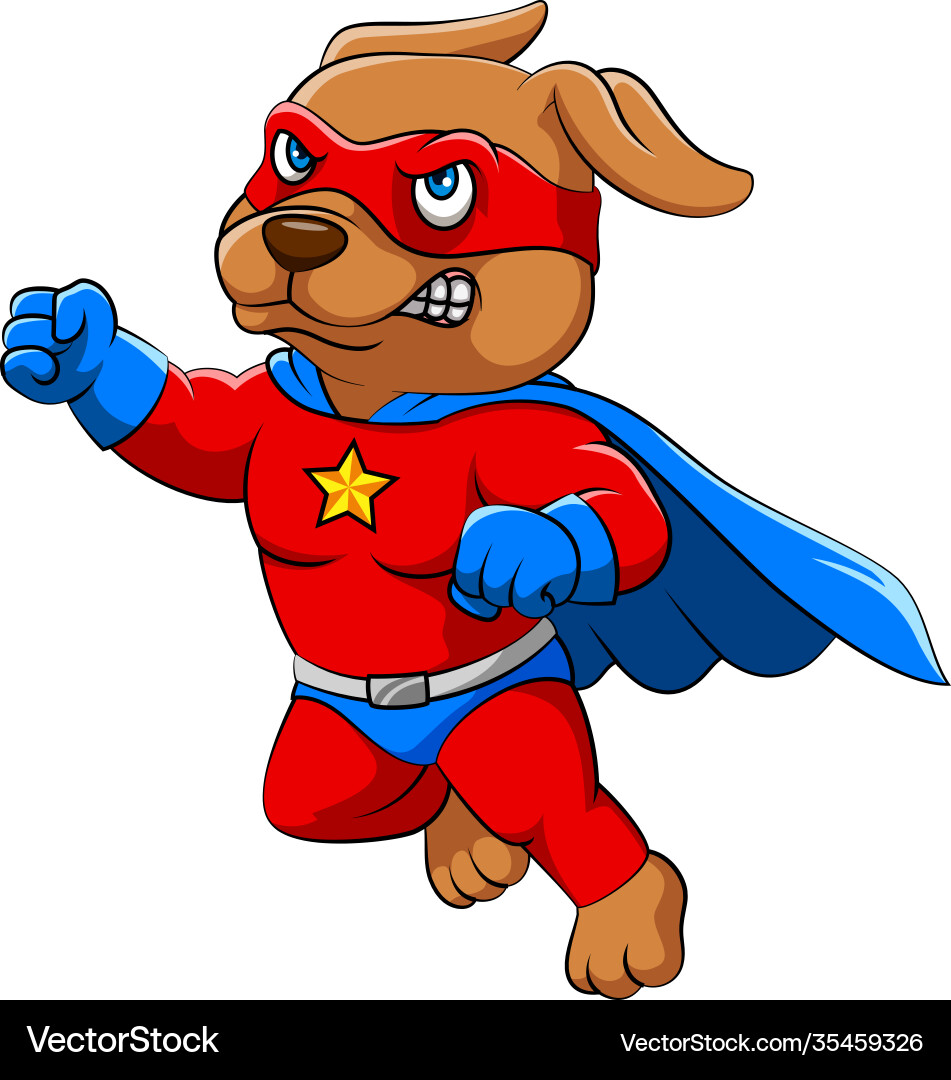 Superhero Dog in Red Costume Vector Image