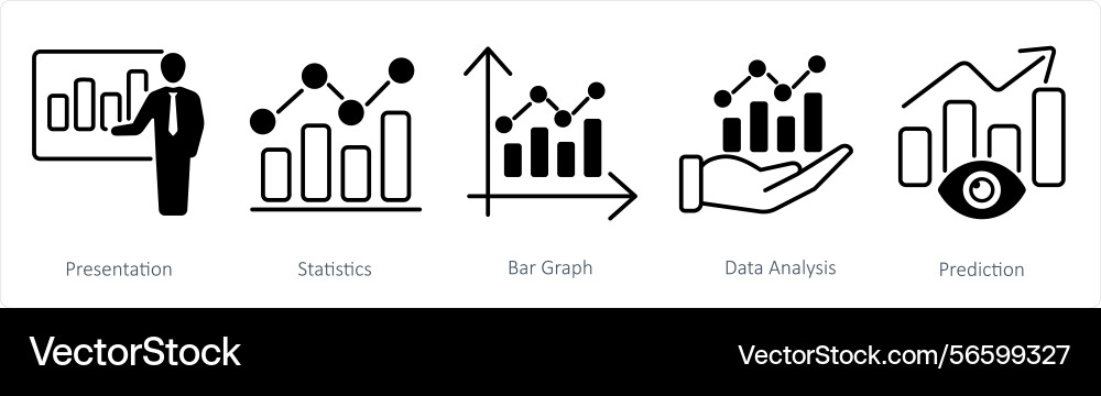 A set of 5 statistics icons as presentation Vector Image