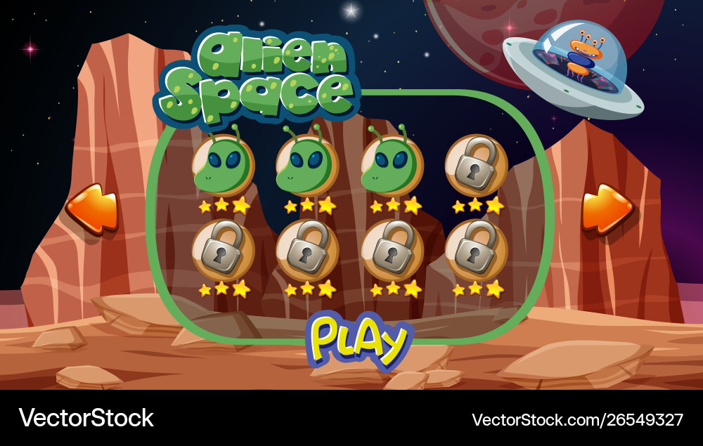Alien space game background vector image