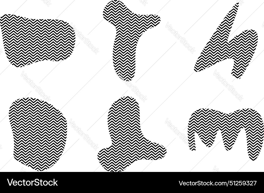Blobs Fluid Formen mit zick zag Streifen Piktogramm Blobs Fluid Formen mit zick zag Streifen Piktogramm Vektorbild