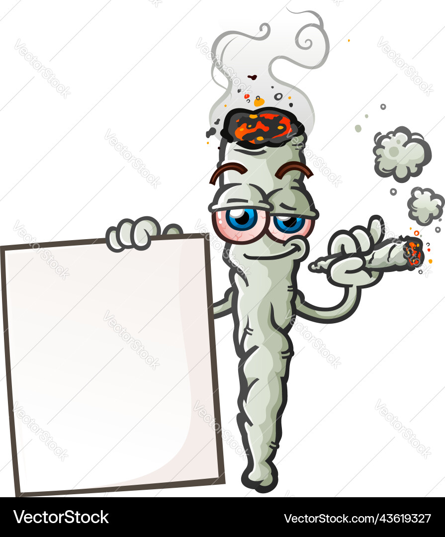 Cartoon Marijuana Joint with Poster vector image