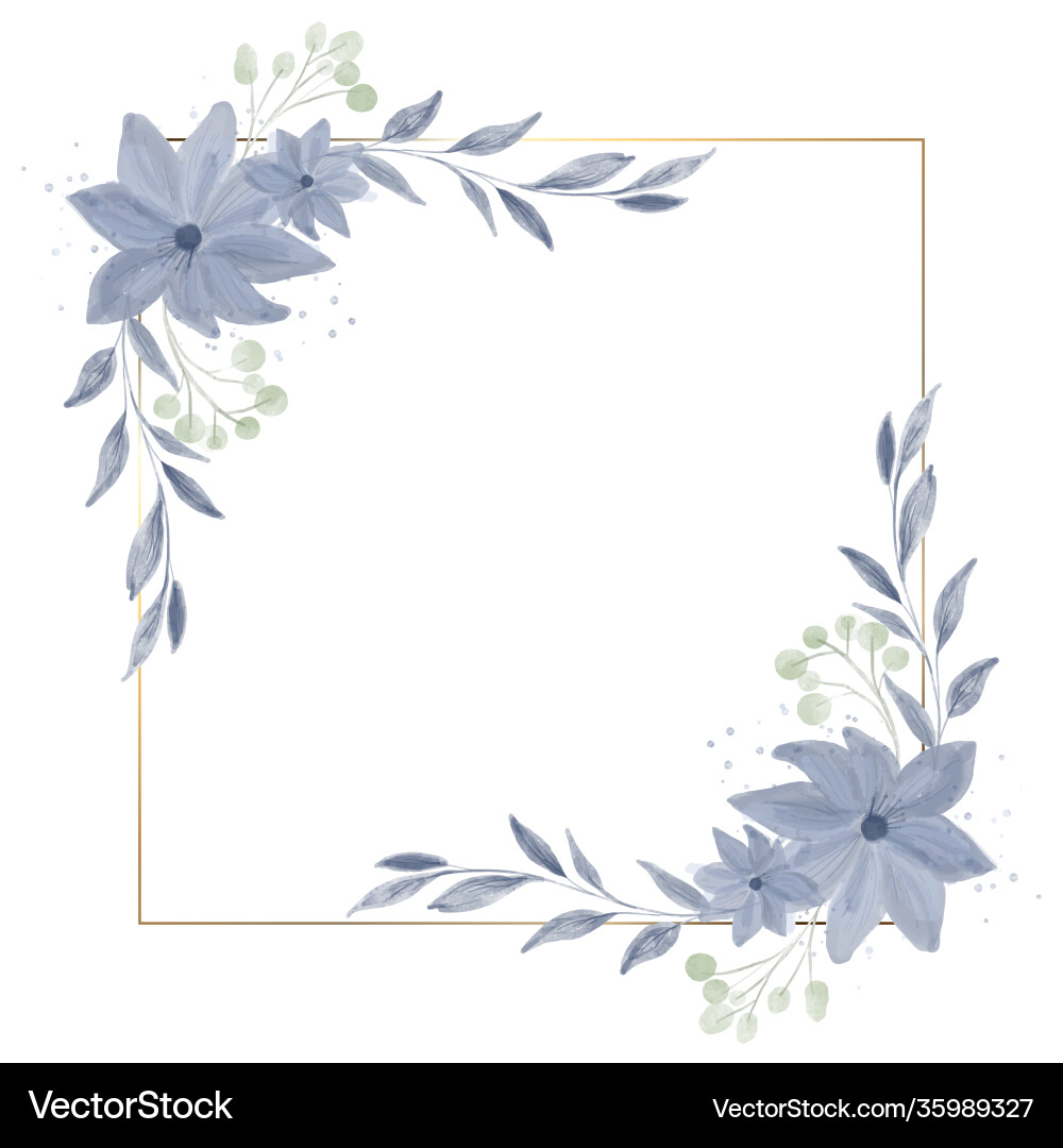 Floral Watercolor Border Vector Image