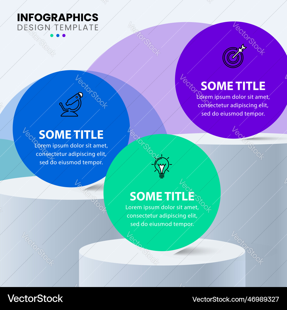 Infographic template 3 columns with circles Infographic template 3 columns with circles vector image