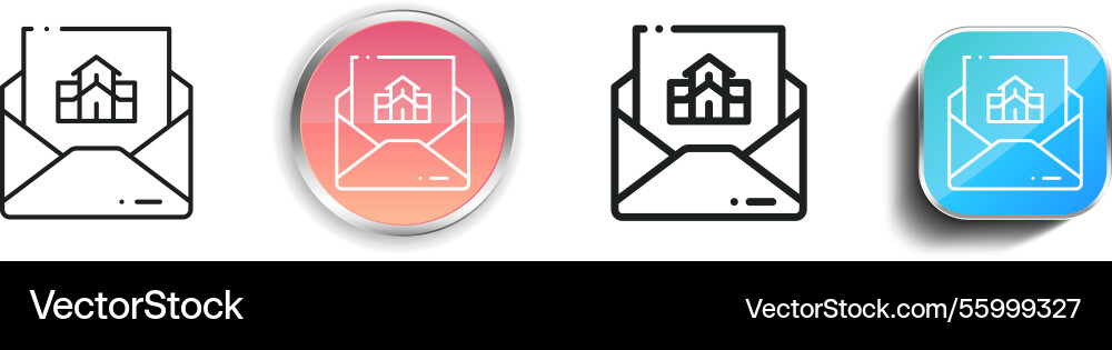 Letter icon thin linear regular and button style vector image
