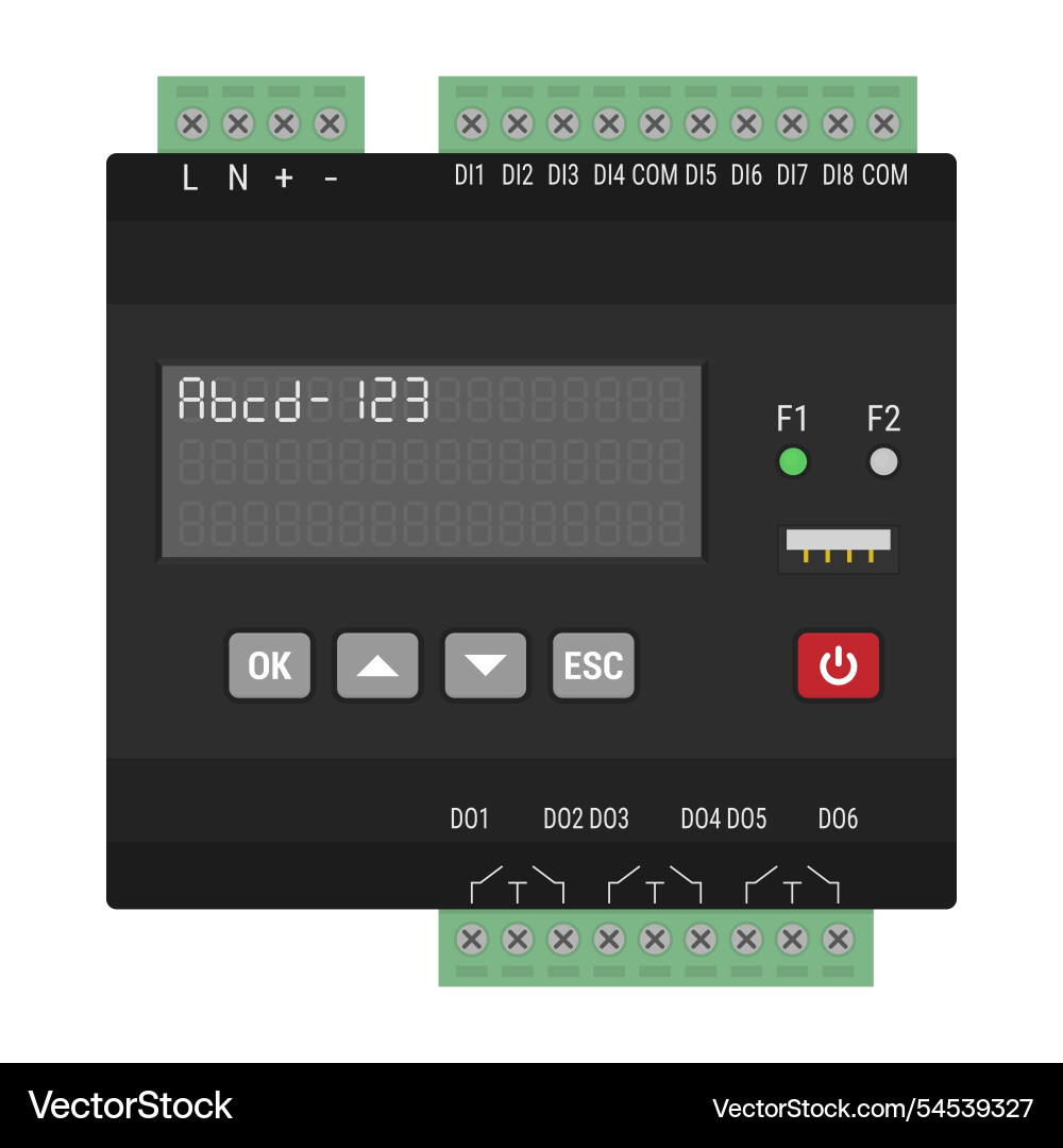 Programmable logic controller for din rail mount Programmable logic controller for din rail mount vector image