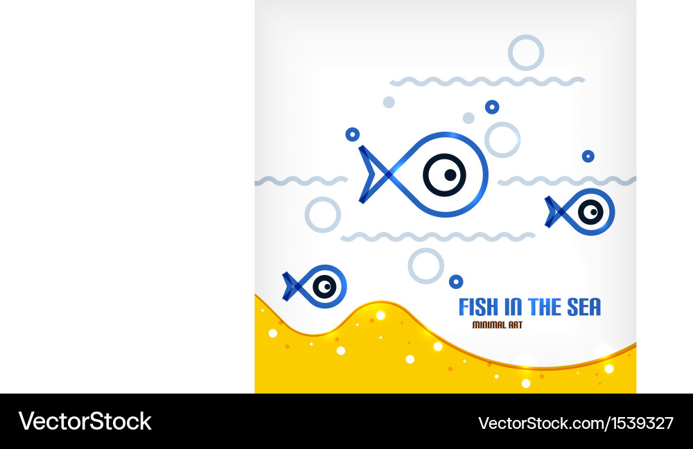 Sea and fish line art background Royalty Free Vector Image