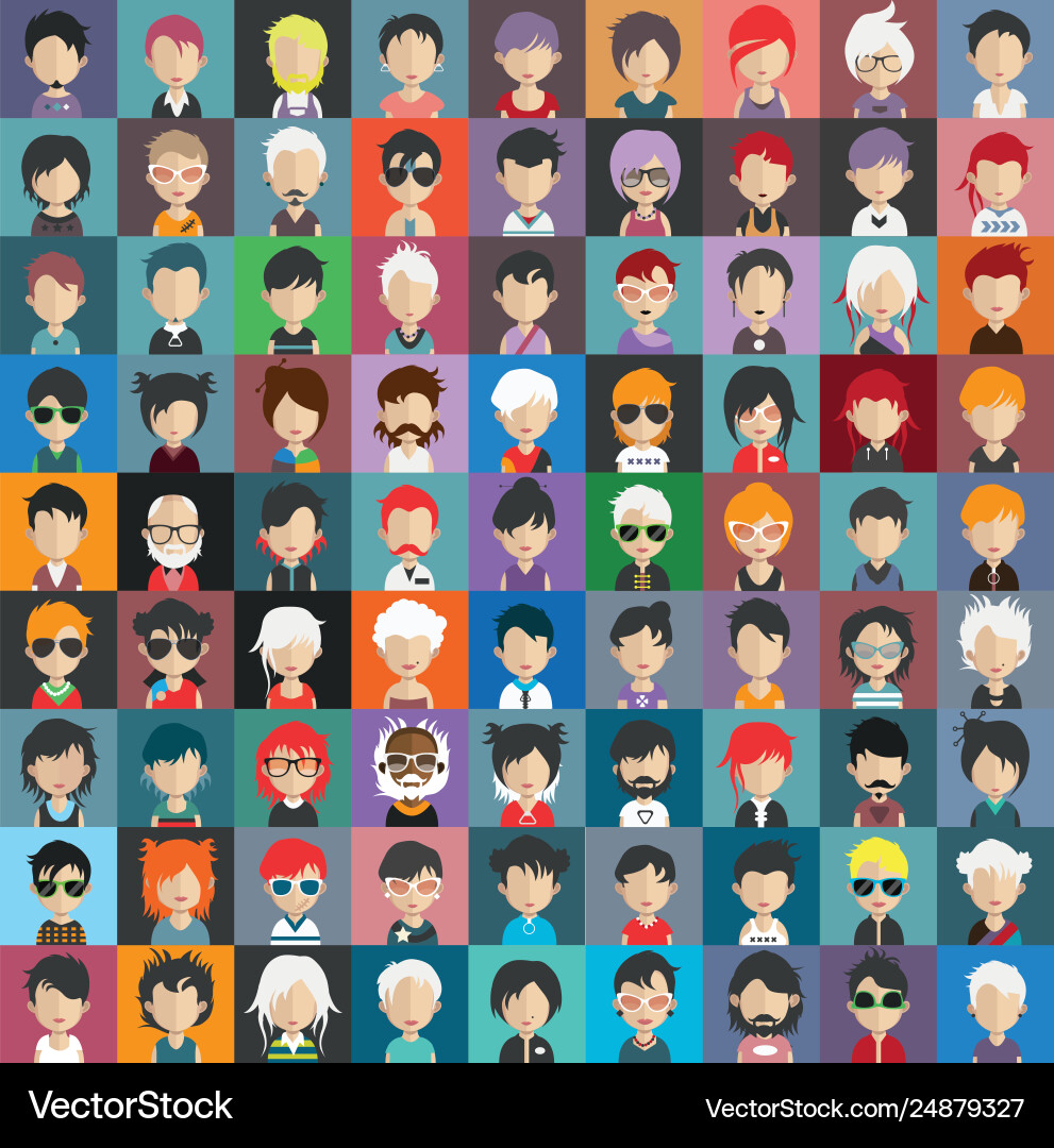 Set colorful avatars characters Vector Image