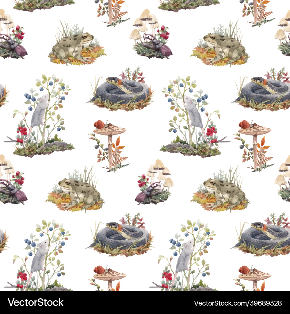 Beautiful seamless forest pattern with cute vector image