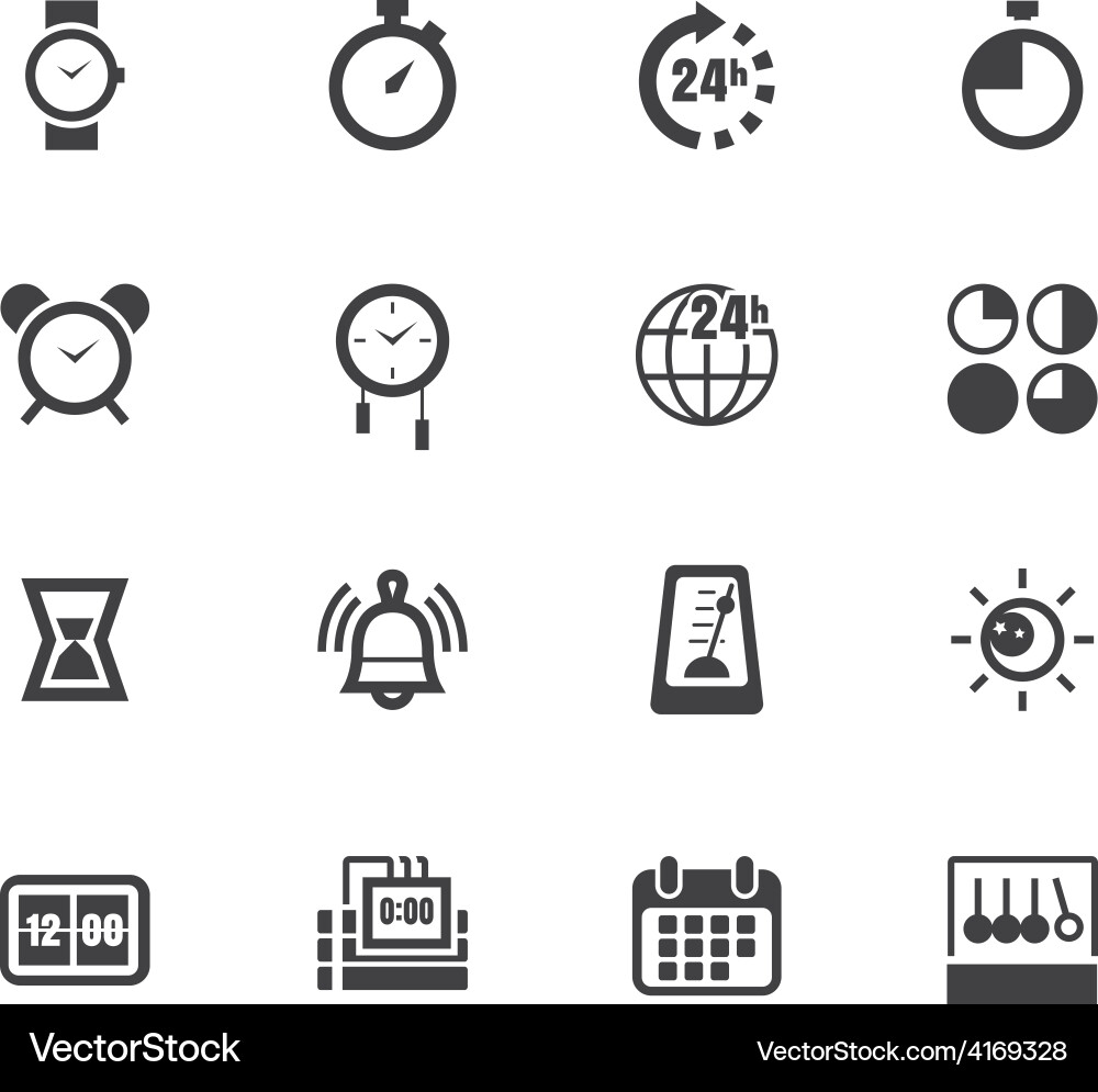 Black Clock Icon Set Vector Image