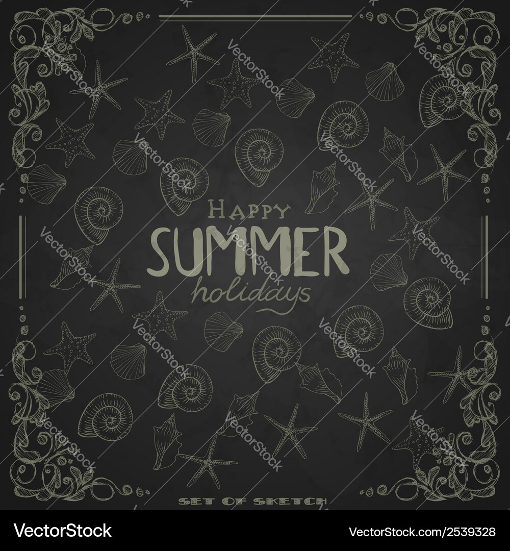Chalkboard Seashell Pattern Vector Image