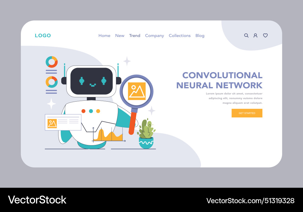 Convolutional neural network theme flat Convolutional neural network theme flat vector image