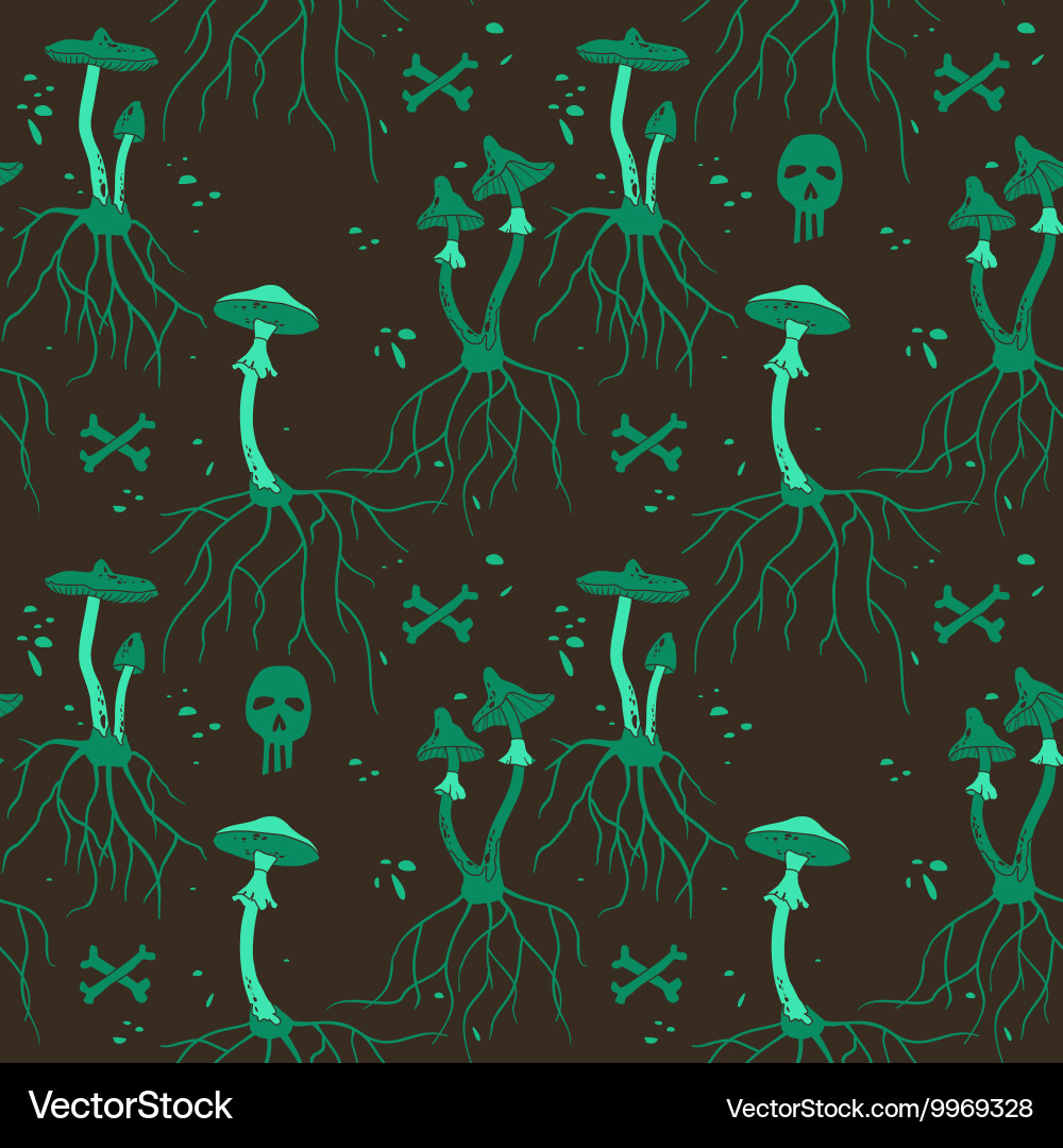 Dark Mushroom Pattern vector image