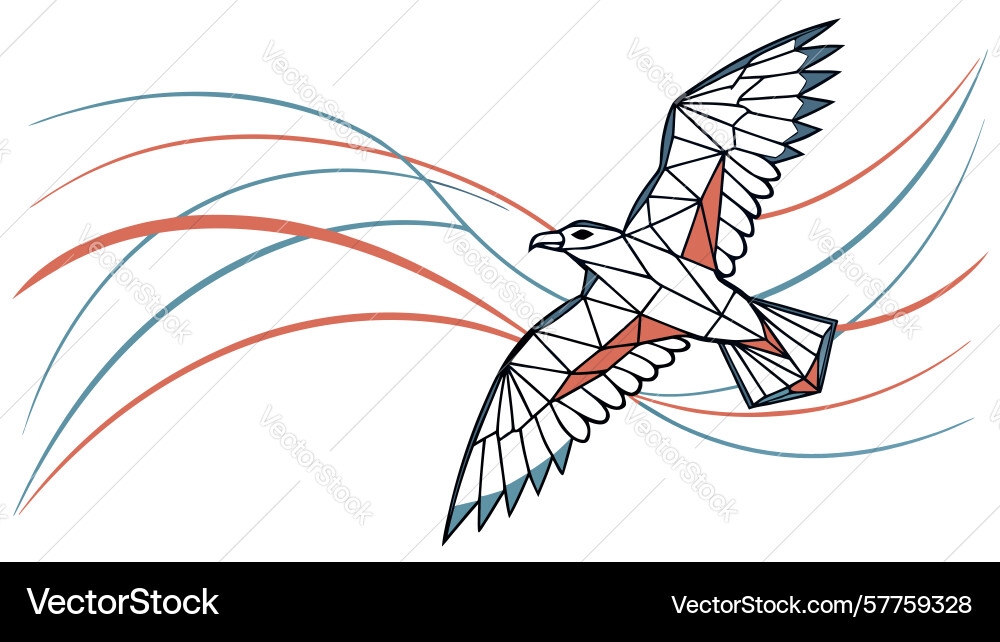 Dynamic bird flight with abstract motion lines Vector Image