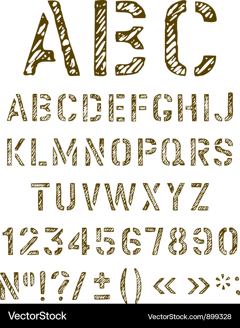 Retro Stencil Letter Set vector image