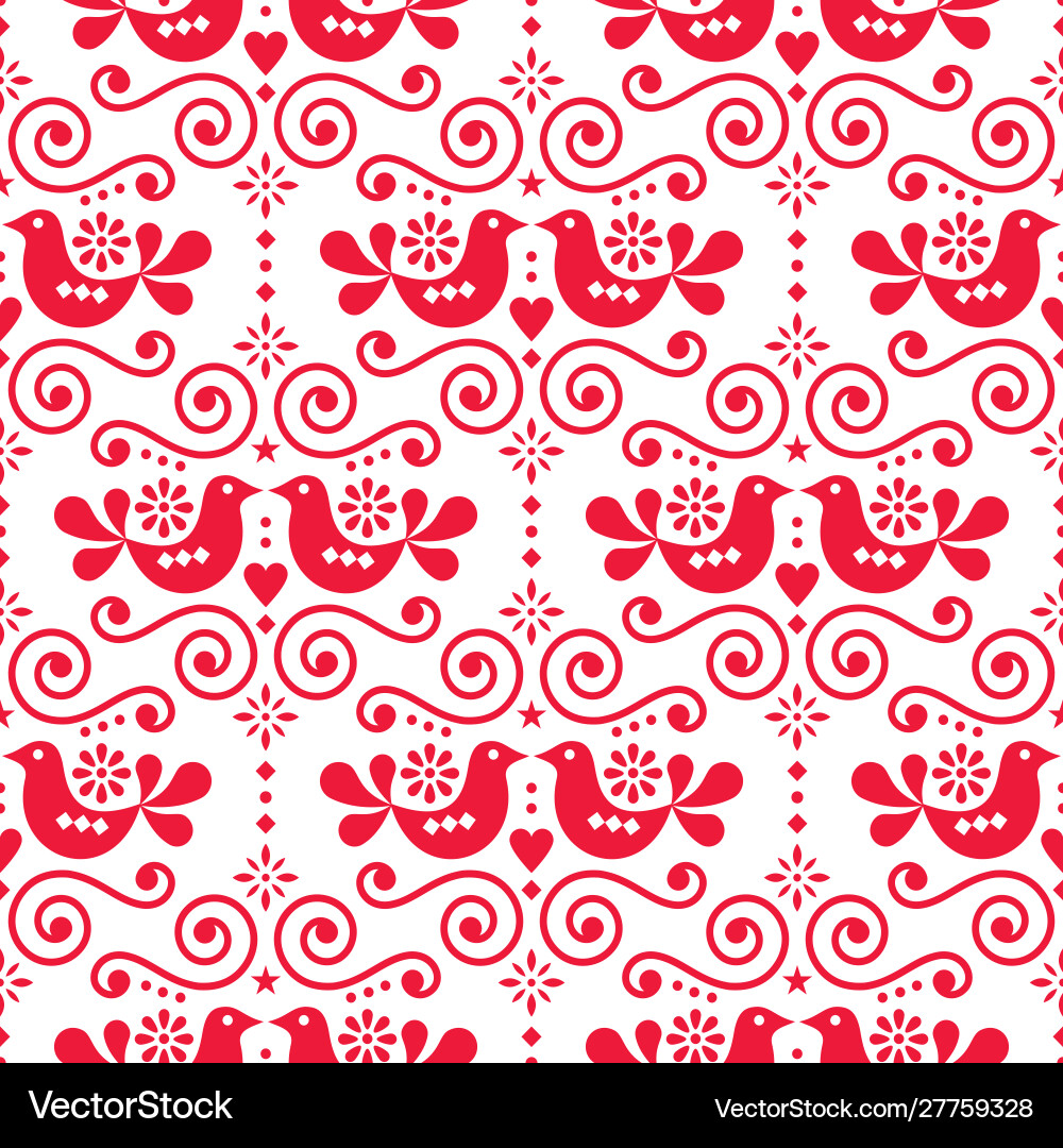 Scandinavian Folk Bird Pattern Vector Image