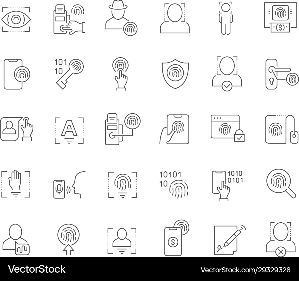 Set line icons biometrics Set line icons biometrics vector image